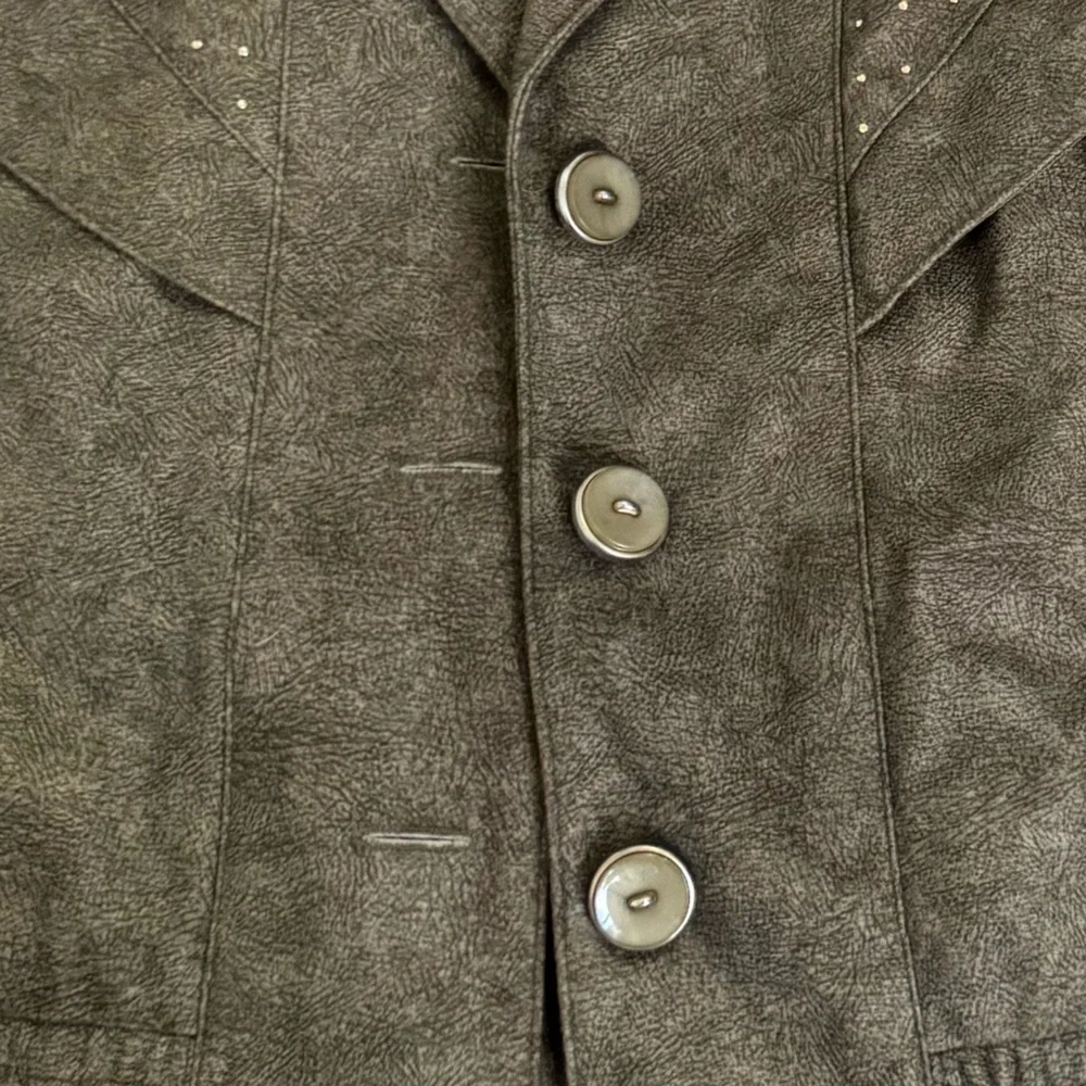 Vintage City Girl Olive Green leopard print studded Women's Jacket size medium - Picture 14 of 14